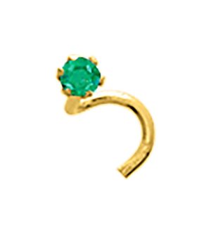 Piercing de nez Emeraude Or Jaune 750 millièmes