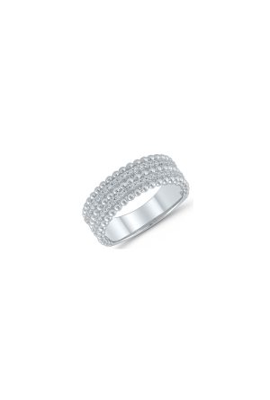 Alliance Multirang perlée diamants or blanc 750 millièmes