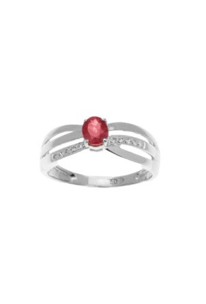 Bague Anita rubis diamants or blanc 750 millièmes