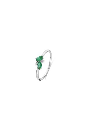 Bague Chloé émeraudes et diamants or blanc 750 millièmes