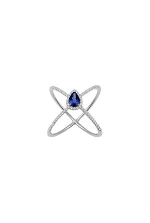 Bague Croisée Saphir Djula or blanc 750 millièmes