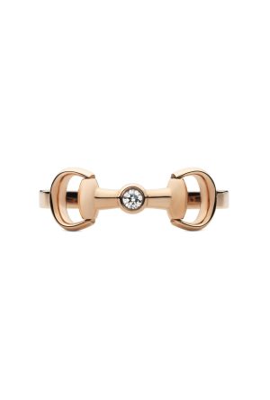 Bague Gucci Joaillerie Horsebit or rose 750 millièmes diamant