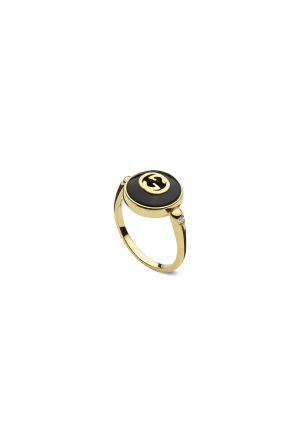 Bague Gucci Joaillerie Interlocking or jaune onyx diamants
