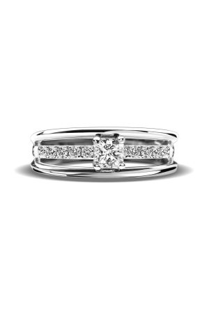 Solitaire Flanders accompagné diamants or blanc 750 millièmes