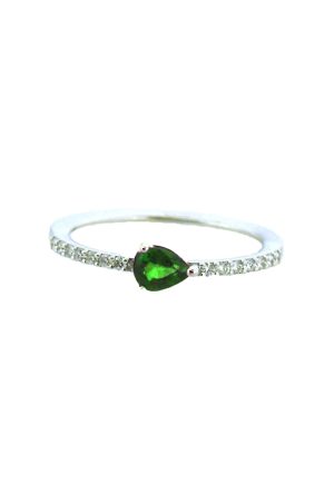 Bague Divina émeraude diamants or blanc 750 millièmes