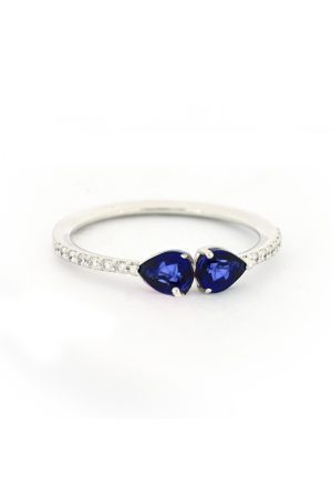 Bague Double Joy saphirs diamants or blanc 750 millièmes