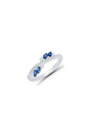 Bague Emilie saphirs diamants or blanc 750 millièmes