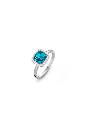Bague topaze blue london Etna One More joaillerie or blanc 750 millièmes