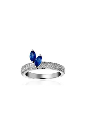 Bague Garden saphirs diamants or blanc 750 millièmes
