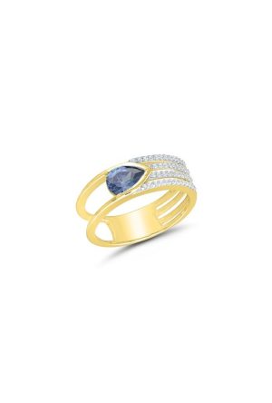 Bague Laurence saphir diamants or jaune 750 millièmes