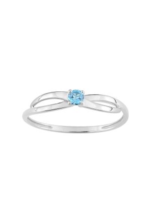 Bague Lien topaze bleue or blanc 750 millièmes