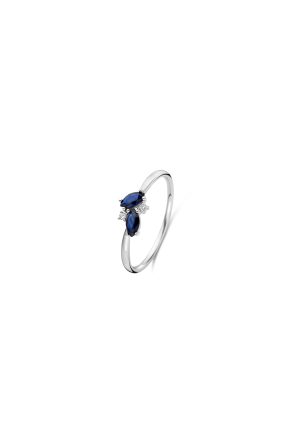 Bague Oksana saphirs diamants or blanc 750 millièmes