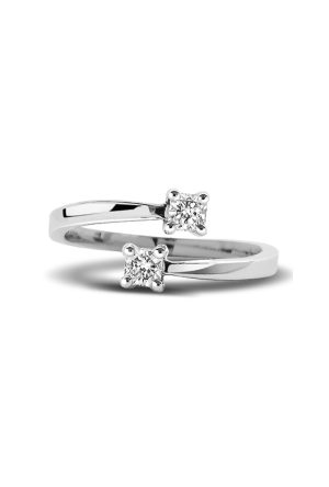 Solitaire toi et moi Flanders diamants or blanc 750 millièmes