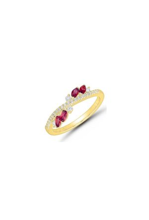 Bague Tania rubis diamants or jaune 750 millièmes