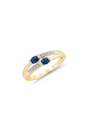 Bague Toi et Moi saphirs diamants or jaune 750 millièmes