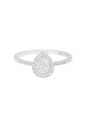 Bague Union Poire Djula diamants or blanc 750 millièmes