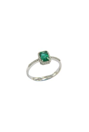 Bague Vladimir émeraude diamants or blanc 750 millièmes