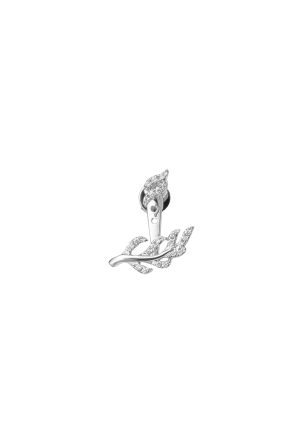 Boucle d'oreille single Plume Djula or blanc 750 millièmes