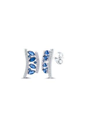Boucles d'oreilles Anita saphirs et diamants or blanc 750 millièmes