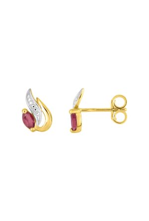 Boucles d'oreilles Rubis bicolore or 750 millièmes