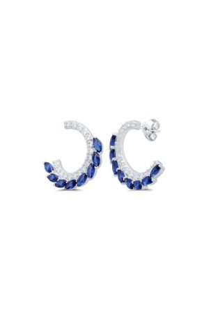Boucles d'oreilles Eleganza saphirs diamants or blanc 750 millièmes