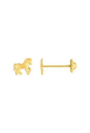 Boucles d'oreilles enfant cheval or jaune 750 millièmes