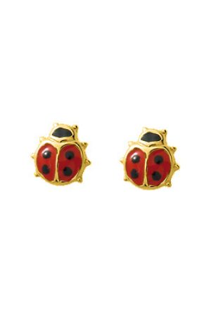 Boucles d'oreilles Enfant Coccinelle or jaune 750 millièmes