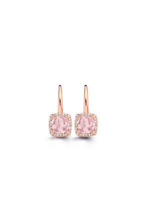Boucles d'oreilles Etna quartz rose One More joaillerie or rose 750 millièmes