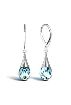 Boucles d'oreilles Eviana topaze bleue dormeuse or blanc 750 millièmes