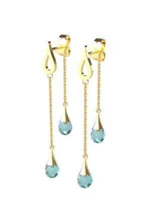 Boucles d'oreilles Eviana toi et moi topazes bleues or jaune 750 millièmes