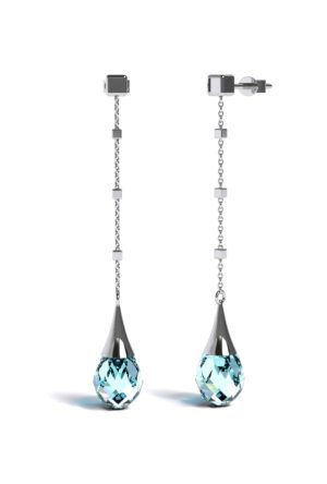 Boucles d'oreilles Eviana topaze bleue cube or blanc 750 millièmes