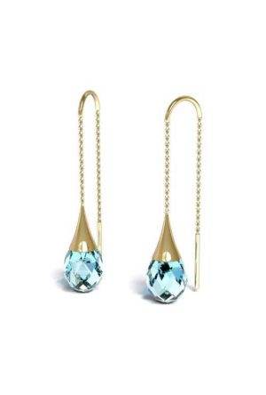 Boucles d'oreilles Eviana topaze bleue Tiki or jaune 750 millièmes