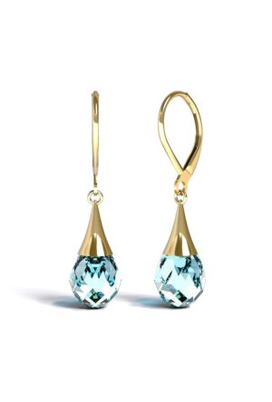 Boucles d'oreilles Eviana topaze bleue dormeuse or jaune 750 millièmes