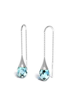 Boucles d'oreilles Eviana topaze bleue Tiki or blanc 750 millièmes