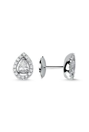 Boucles d'oreilles Goutte diamants or blanc 750 millièmes