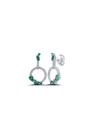 Boucles d'oreilles Jardin d'Eden émeraudes diamants or blanc 750 millièmes
