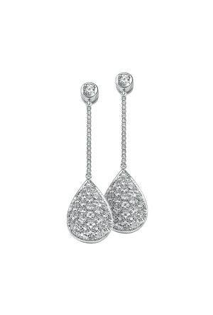 Boucles d'oreilles Larme Flanders diamants or blanc 750 millièmes