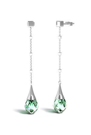 Boucles d'oreilles Natura quartz vert cube or blanc 750 millièmes