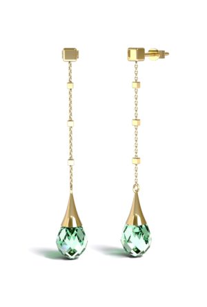 Boucles d'oreilles cube Natura quartz vert or jaune 750 millièmes