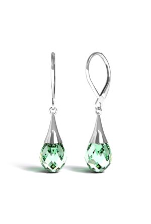 Boucles d'oreilles Natura quartz vert système dormeuse or blanc 750 millièmes