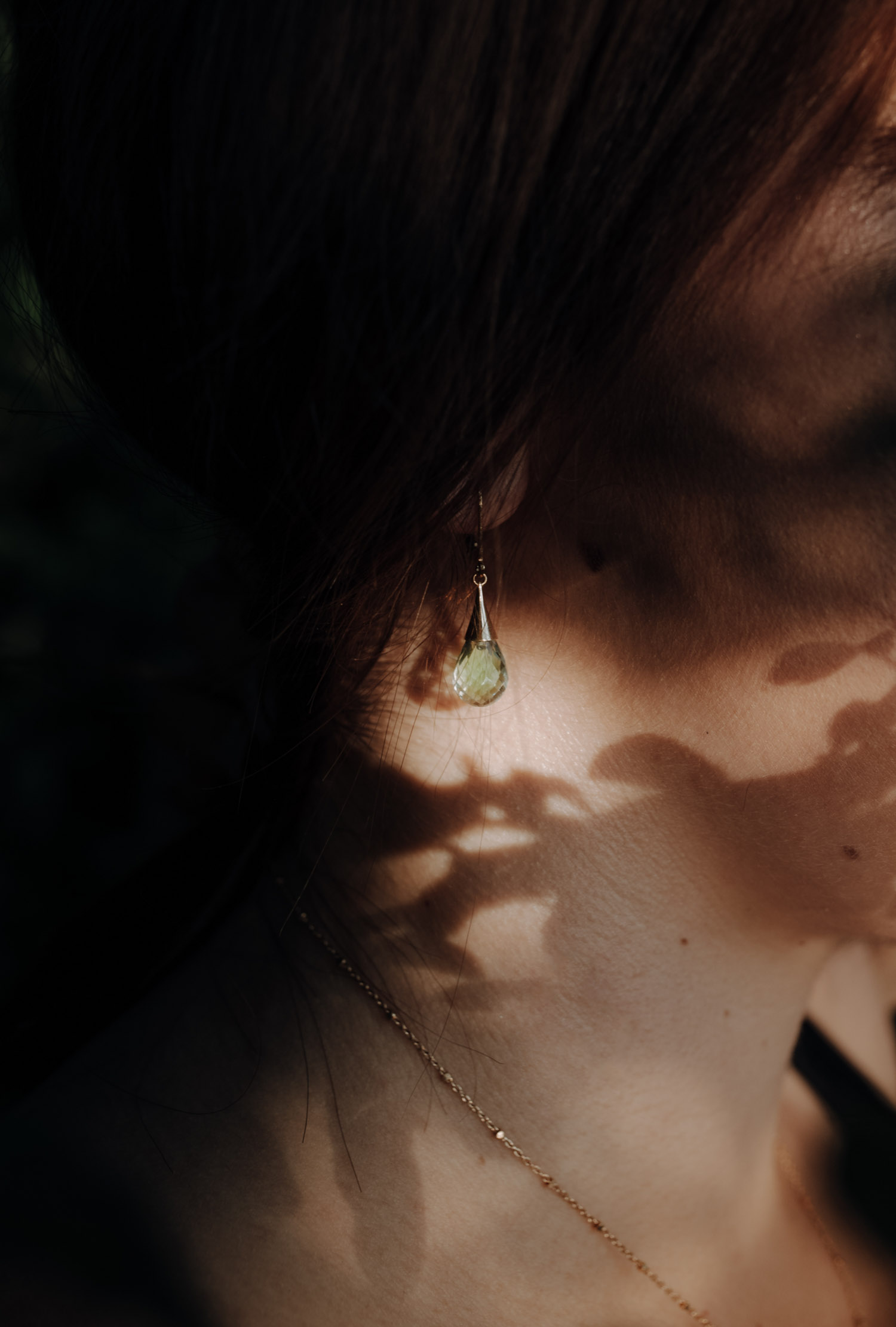 Boucles d'oreilles Natura quartz vert système dormeuse or blanc 750 millièmes – Image 2