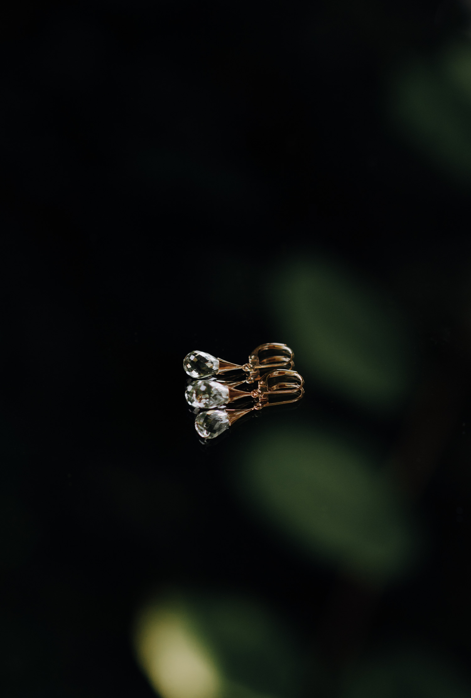 Boucles d'oreilles Natura quartz vert système dormeuse or jaune 750 millièmes – Image 2