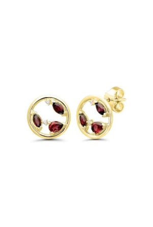 Boucles d'oreilles Passion rubis diamants or jaune 750 millièmes