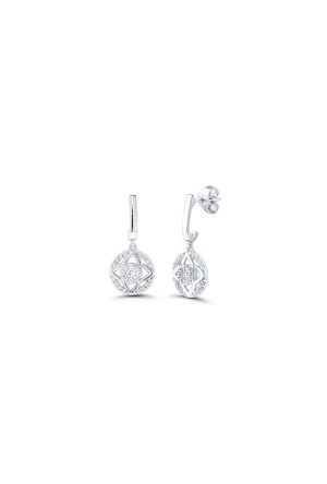 Boucles d'oreilles Pendantes Etoiles or blanc 750 millièmes