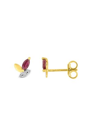 Boucles d'oreilles Pétale rubis bicolore or 750 millièmes