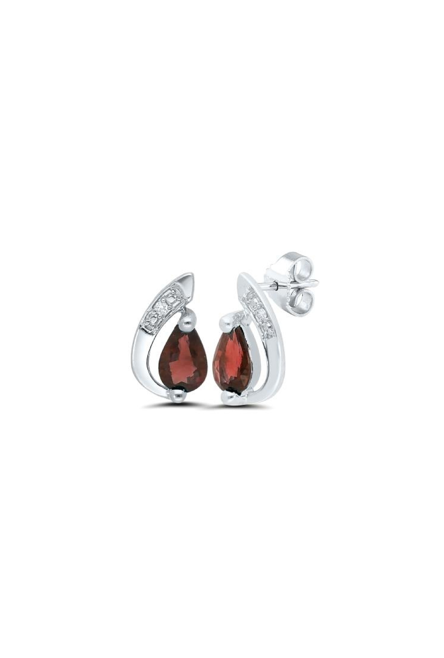 Boucles d'oreilles Poire rubis diamants or blanc 750 millièmes