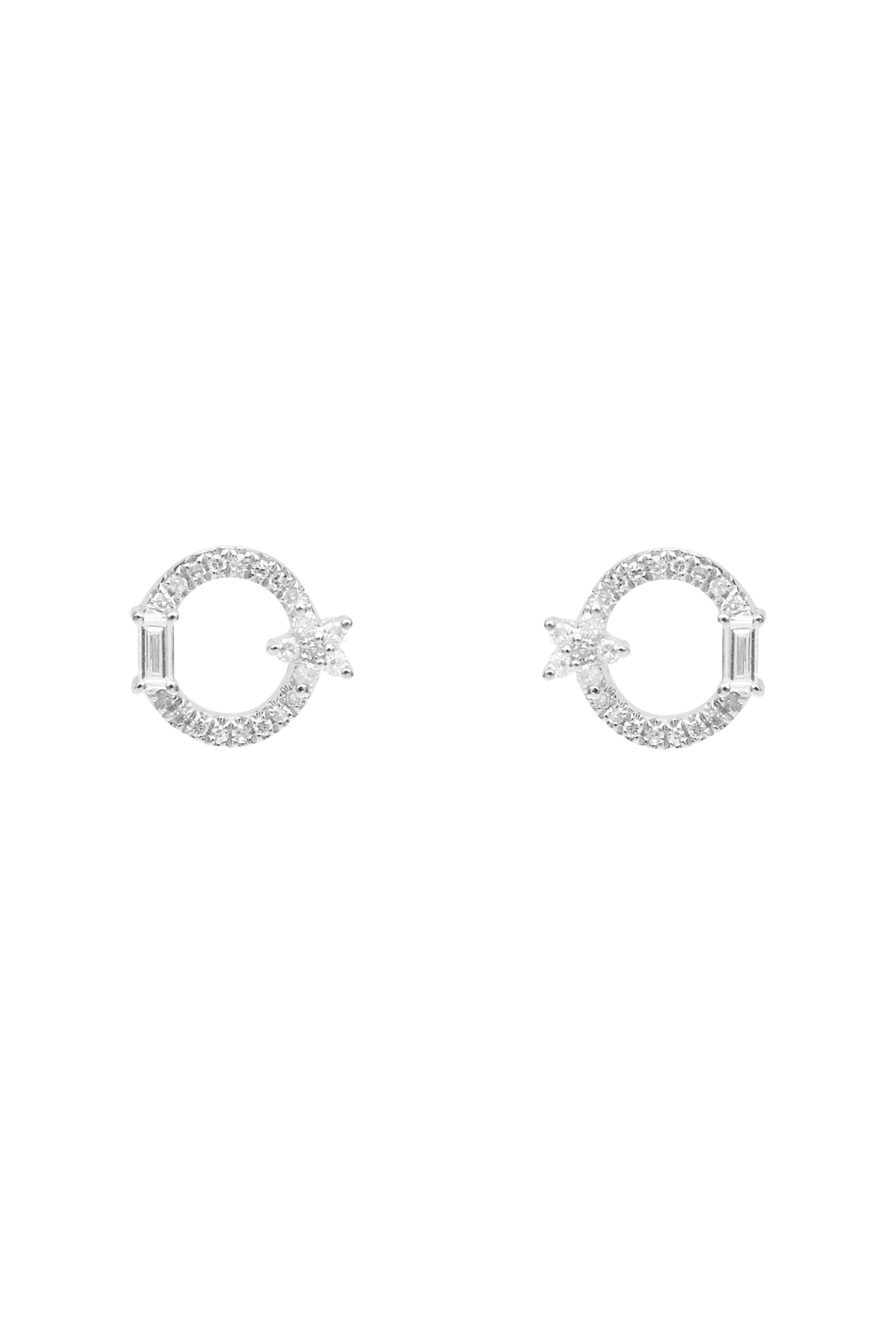 Boucles d'oreilles rondes diamants Djula or blanc 750 millièmes