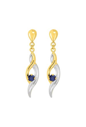 Boucles d'oreilles Saphirs bicolore or jaune 750 millièmes