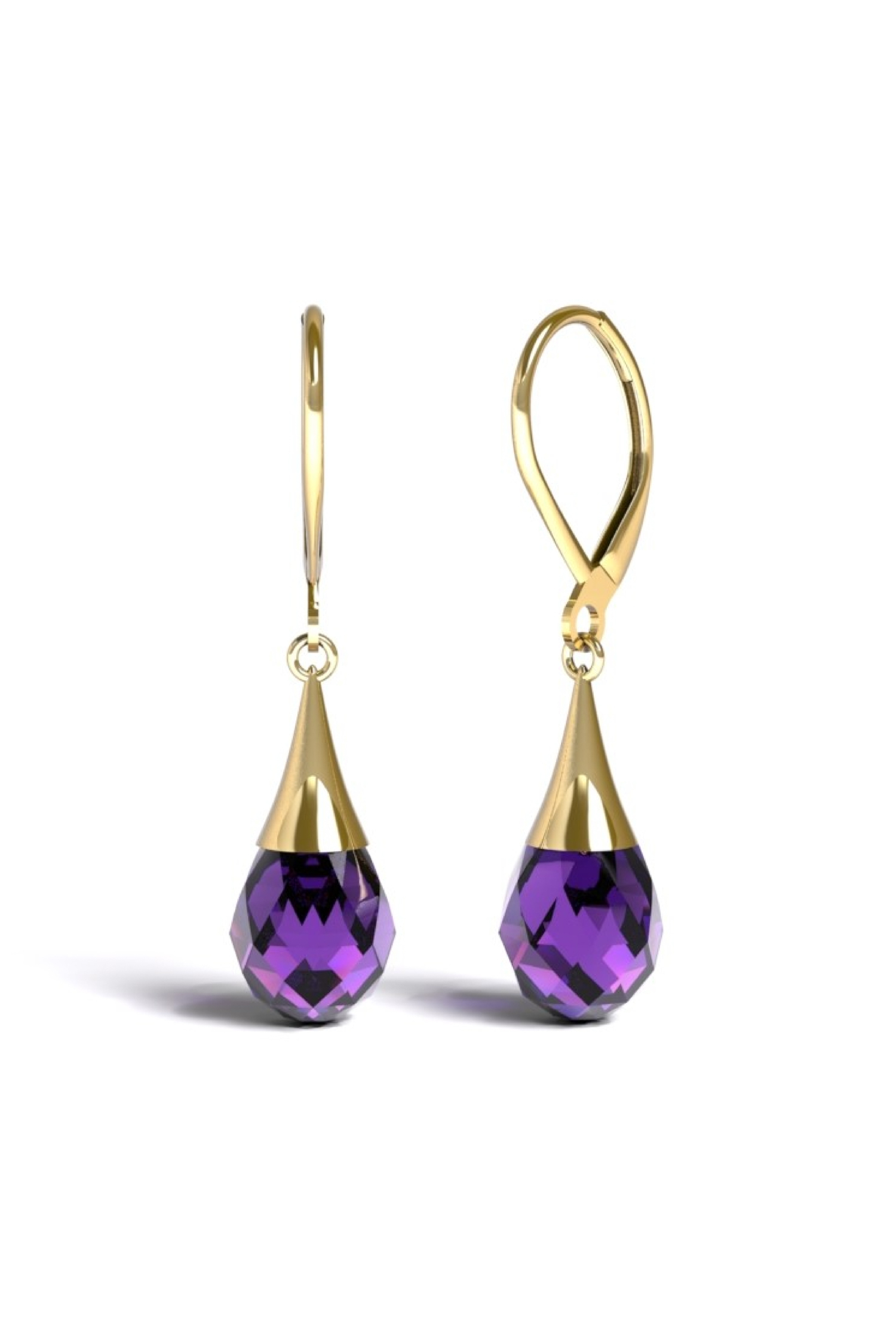 Boucles d'oreilles Shiva améthyste dormeuse or jaune 750 millièmes
