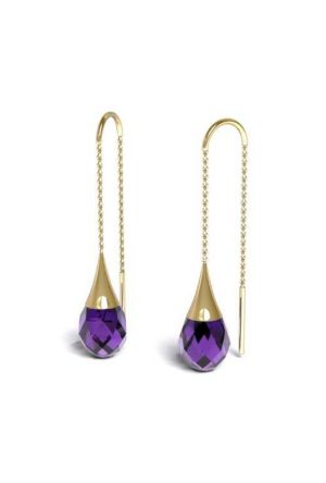 Boucles d'oreilles Shiva améthyste tiki or jaune 750 millièmes
